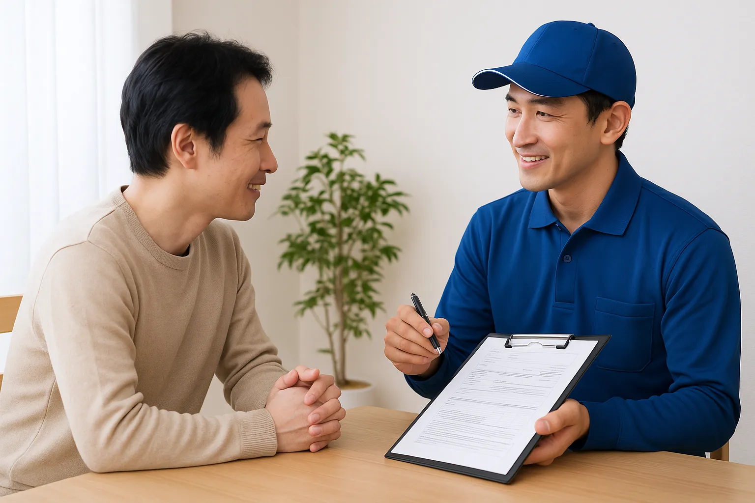 業者と見積もり相談をしている画像