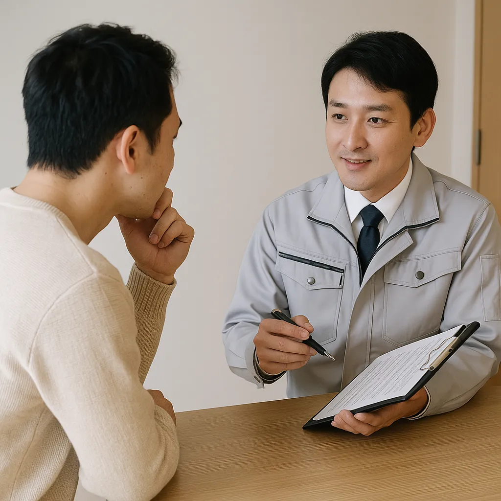 見積もりを取って相談している画像