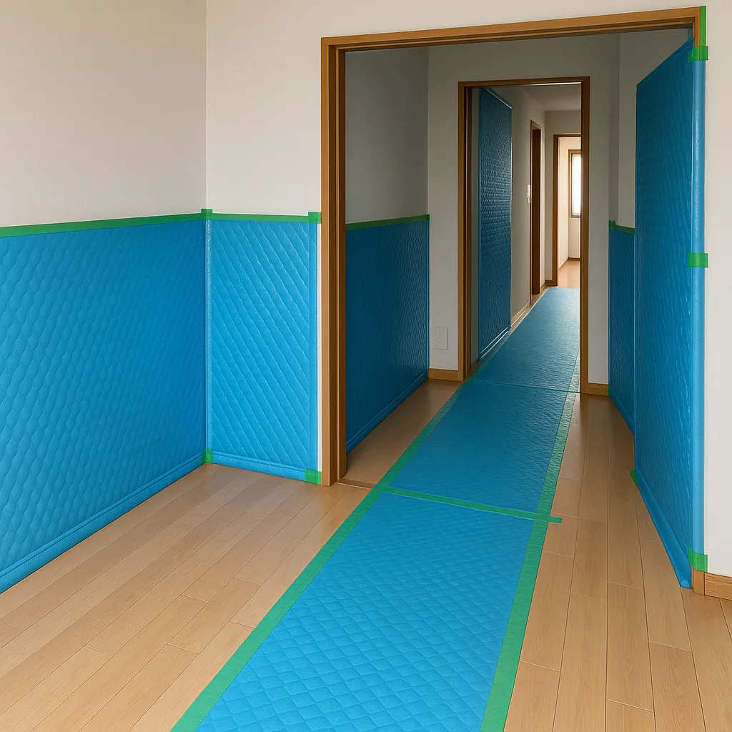 養生された部屋の画像