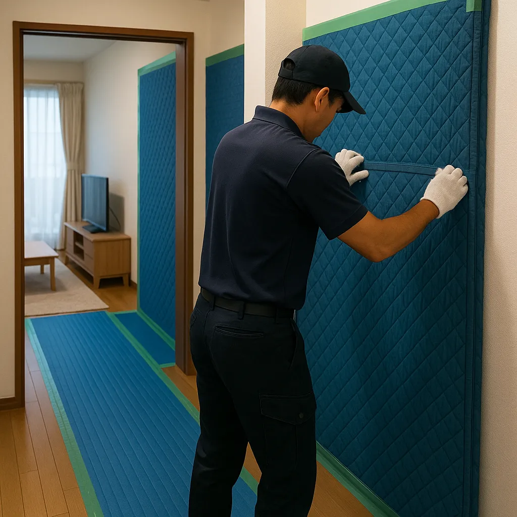 養生した家で作業する業者の画像