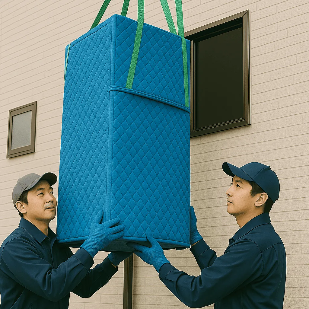 冷蔵庫の吊り上げ搬入の画像