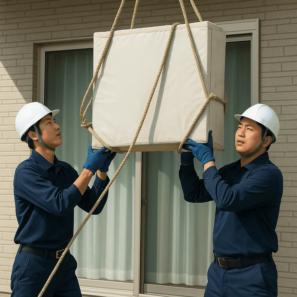 手吊り作業をしてる画像